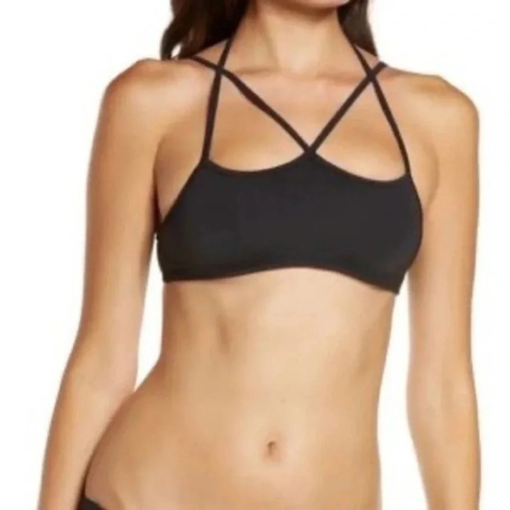 Frankie’s Bikinis Aleisha Eco Bikini Top in Black Small B705